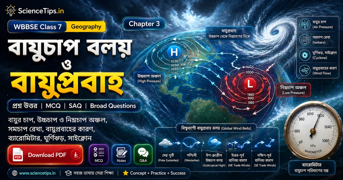 Class 7 Geography Chapter 3 বায়ুচাপ বলয় ও বায়ুপ্রবাহ
