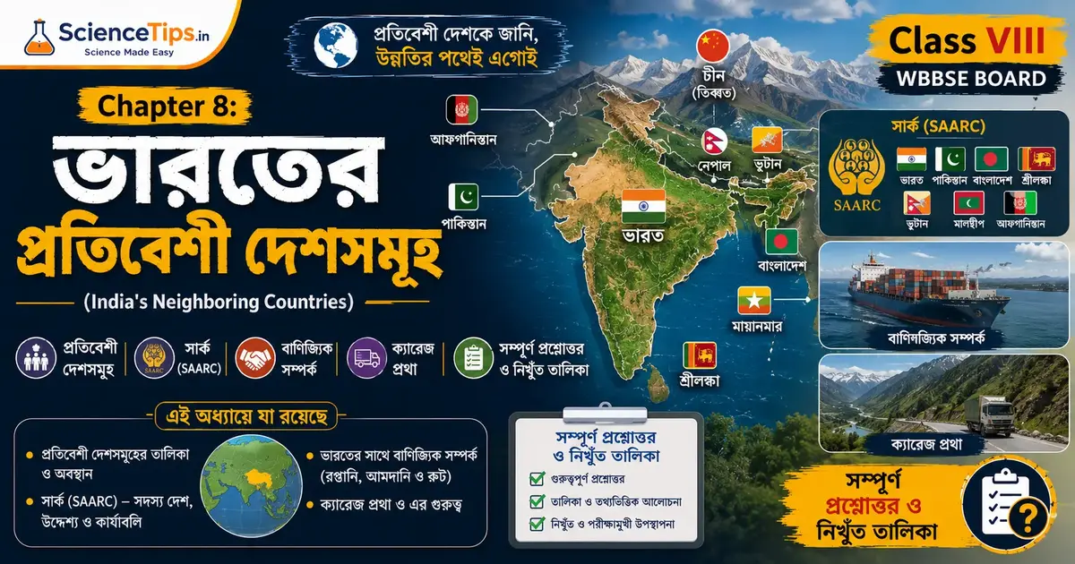 Class 8 Geography Chapter 8 ভারতের প্রতিবেশী দেশসমূহ
